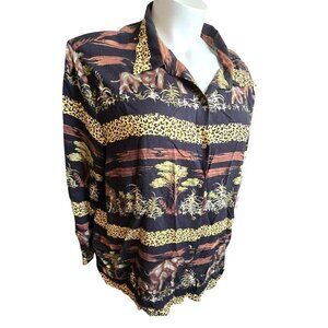 Vintage Safari Animal Print Button-Up Shirt Size 32 Maggie Barnes JJ4071